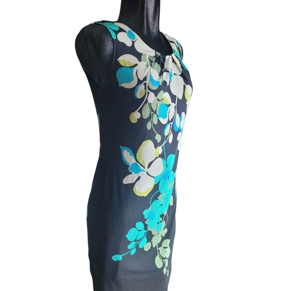 Jeune Jeunesse Black Colorful Floral Print Sheath Dress S - Picture 3 of 7